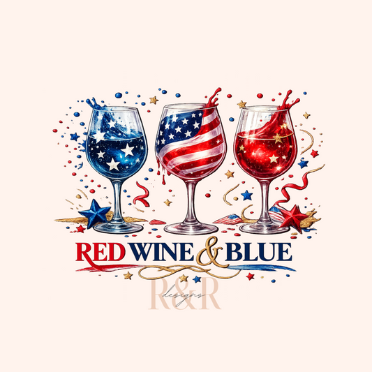 Red Wine & Blue - DTF PRINT ONLY